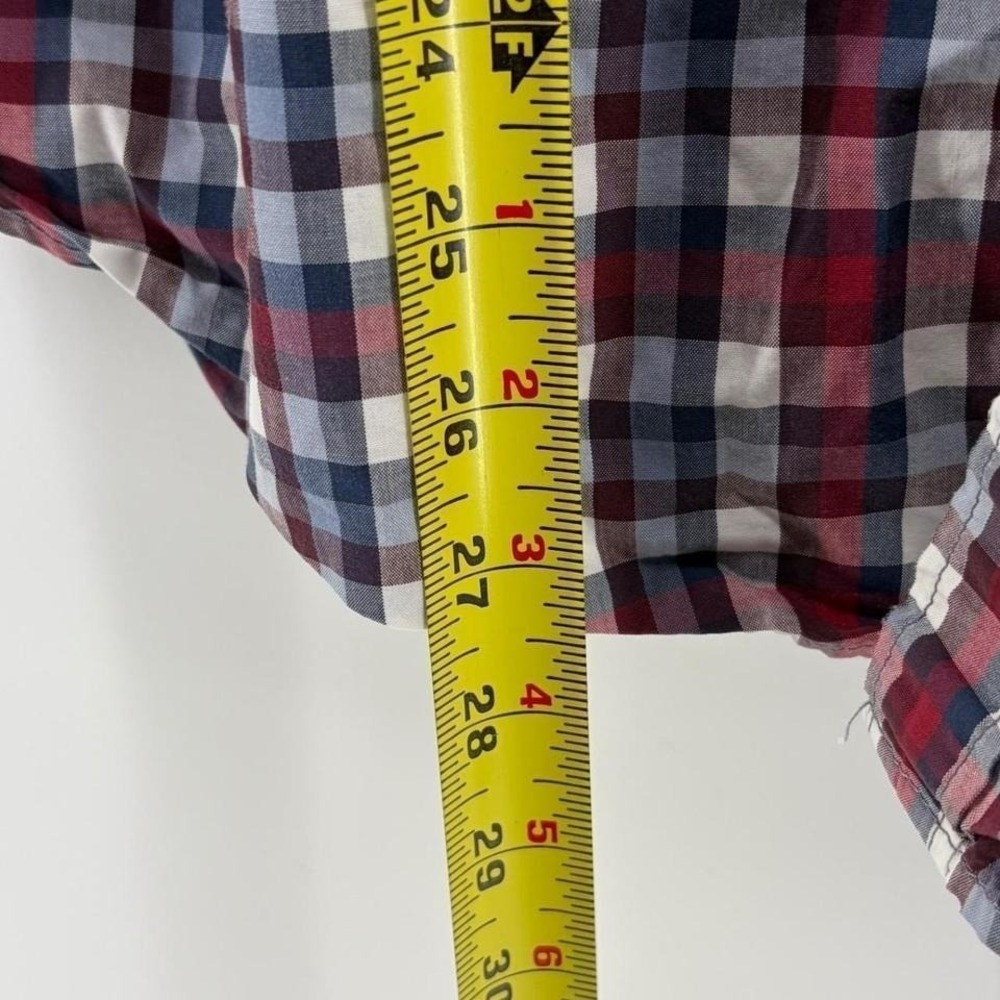 Banana Republic Grant Fit 078 Wash Shirt Red Blue Plaid Button Down Mens M - Picture 7 of 8